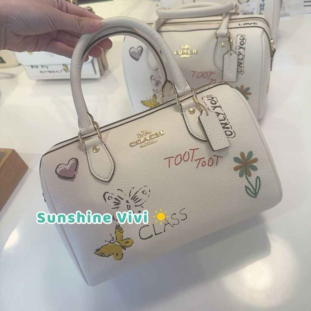 NWT Coach Rowan Satchel Bag With Sketch Print CAK19 Gold/chalk multi